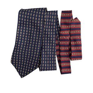 Tommy Hilfiger Navy Blue Silk Geometric Pattern Tie